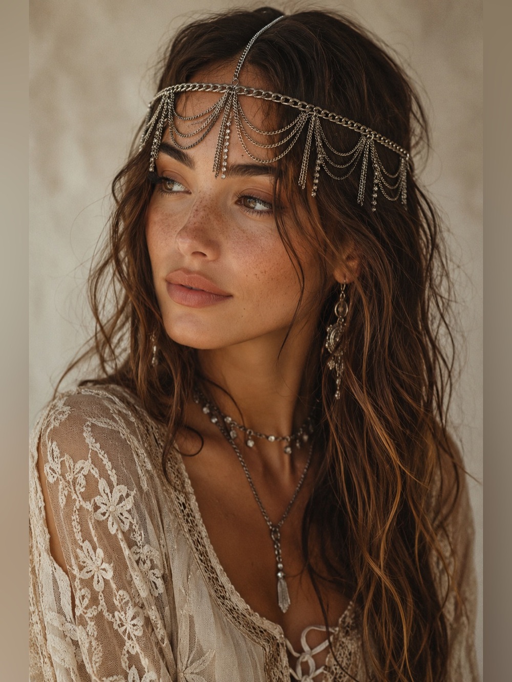Silvertone Chain & Rhinestone Jewelry Headpiece Hair Jewelry preowned EUC FUN